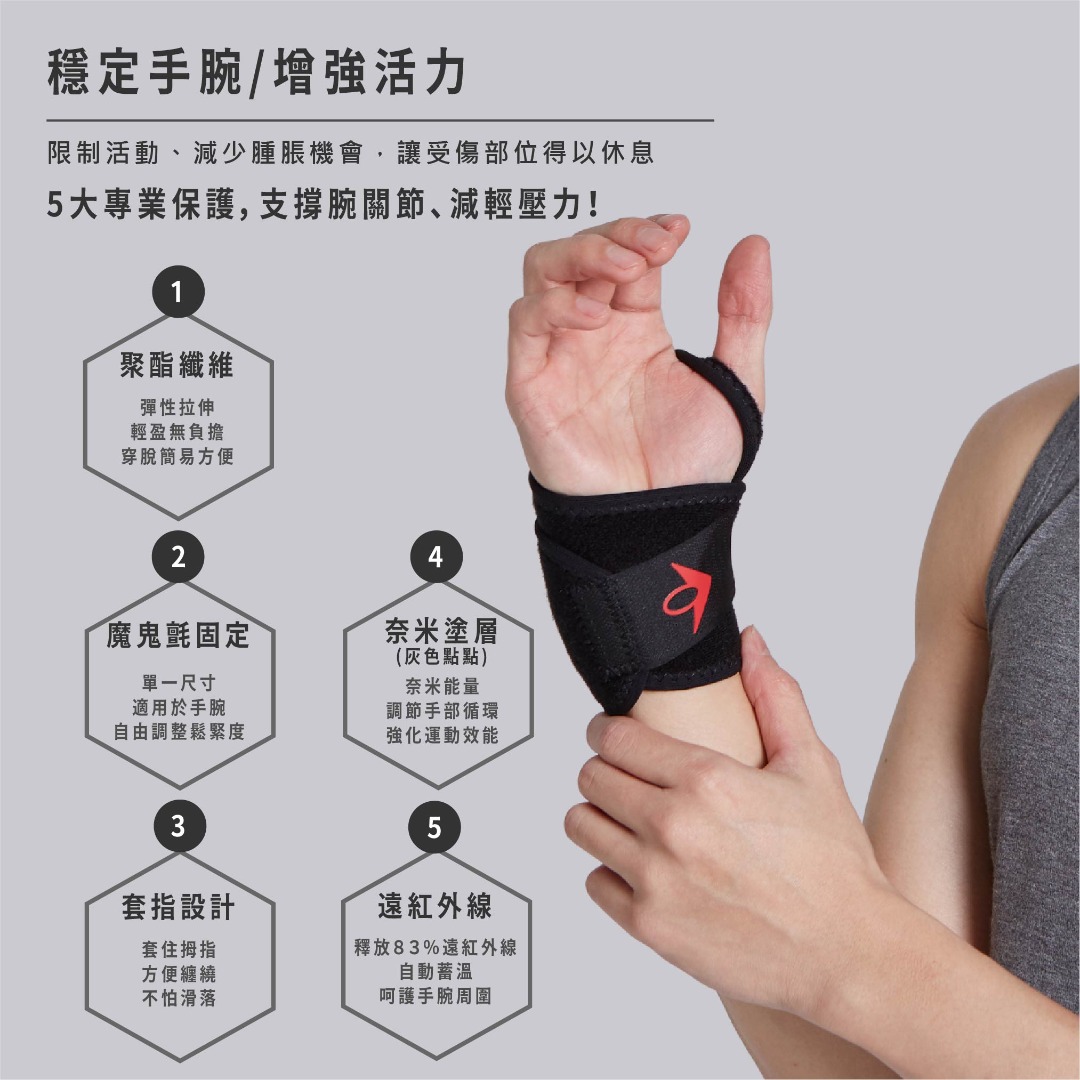 Nano Ti Power 能量調整型護手腕 穿指型(一入)